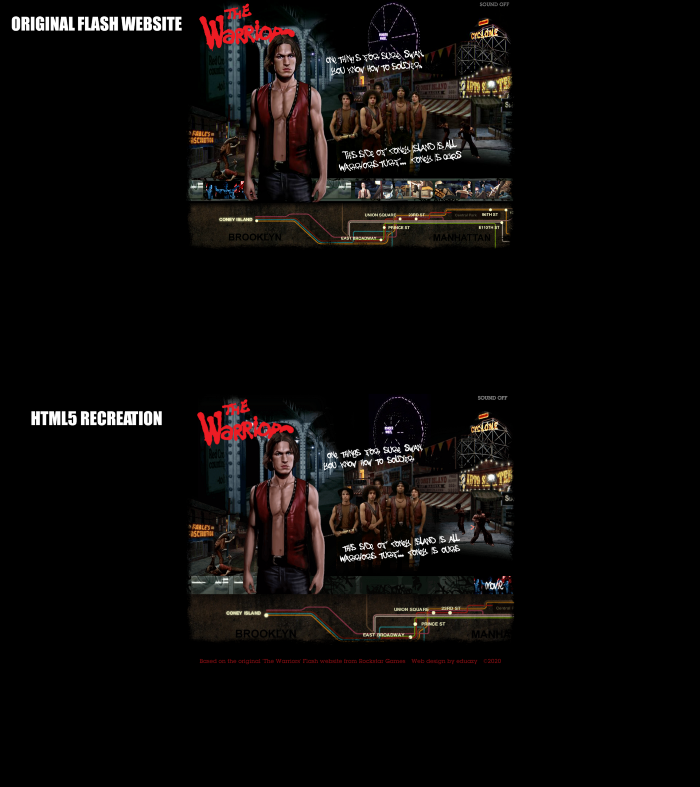 The Warriors videogame Flash Website recreated in HTML5